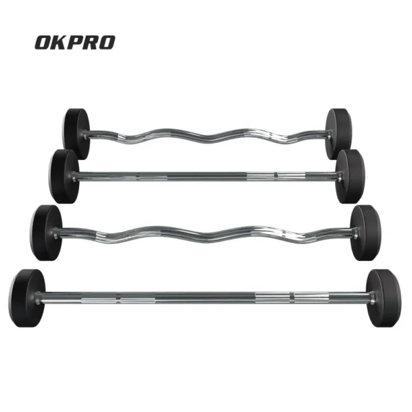 Rubber Fixed Barbells (Straight & Curl)